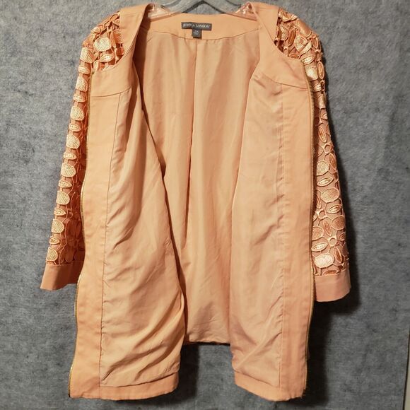 Jessica London Lace Jacket 20W  Pale Peach Lightweight, Lined,  Zip front Dressy - Picture 4 of 13